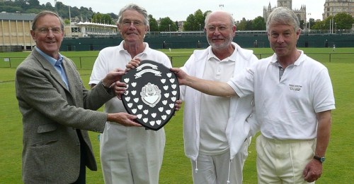 Bob Whitake (President of Bath Croquet Club) presenting the SWF Federation Shield to Cornwall