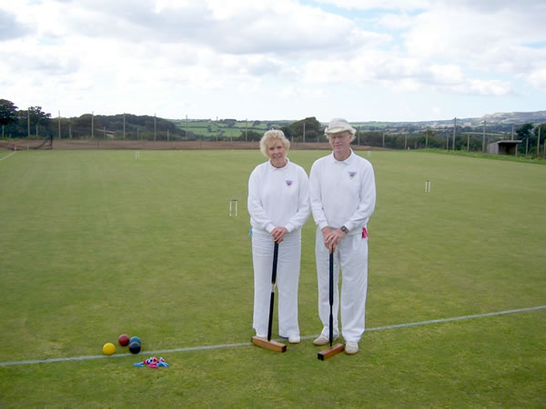 Elizabeth Schofield (winner) and David Edwards (runner up) Golf Croquet Handicap Singles Final 